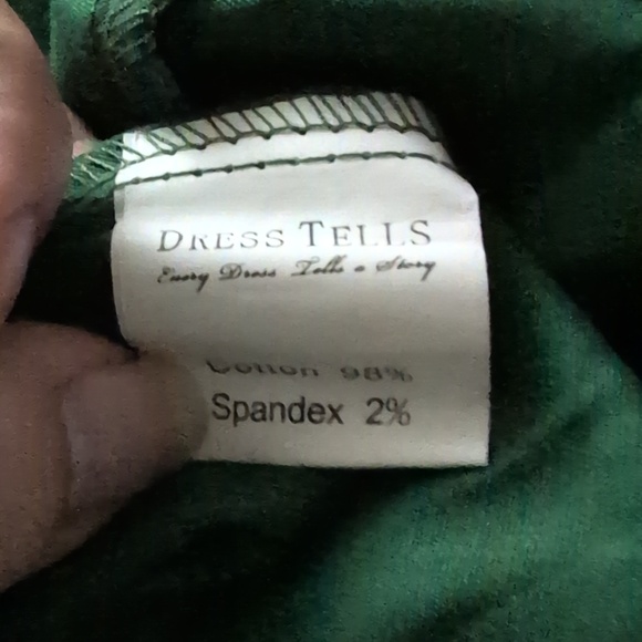 Green Halter Fit & Flare Dress with Contrast Trim - Picture 8 of 8